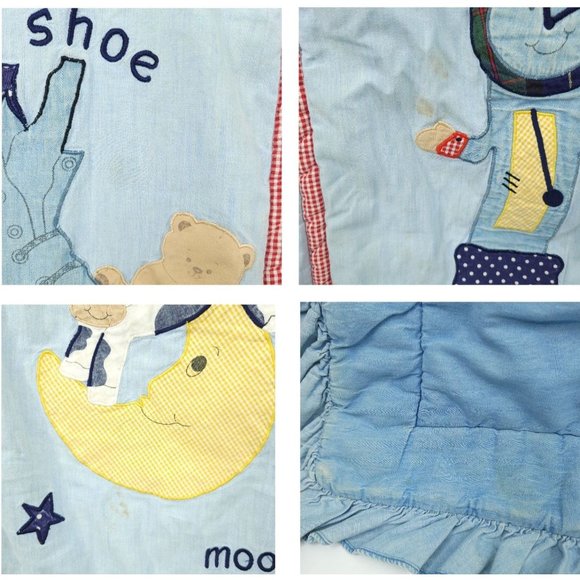 NoJo Bedding Vtg Nojo Baby Quilt Nursery Rhyme Shows Wear Baby